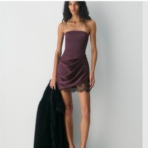 Aritzia Strapless Purple Mini Dress